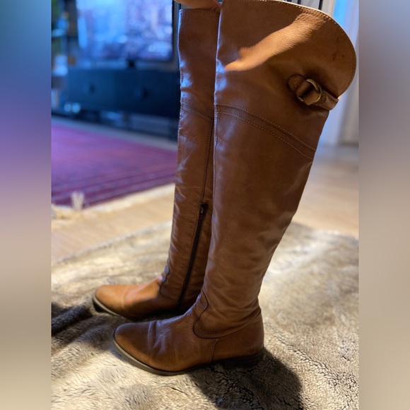Italian Leather Tan knee-high Boots - Lavorazione Artigiana - size 9/39 VINTAGE - Picture 3 of 5